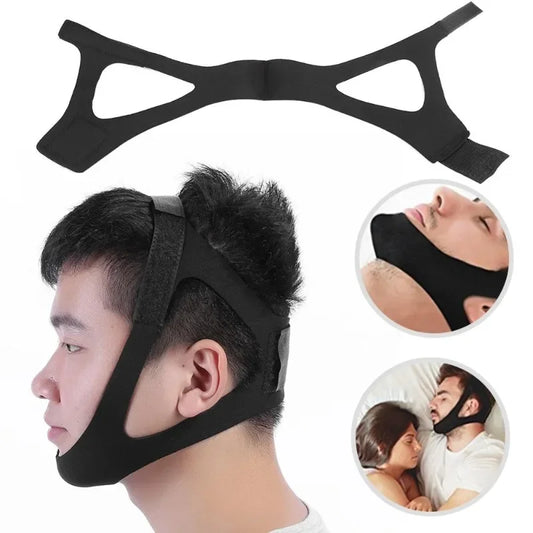 Adjustable Anti Snoring Sleep Apnea Belt, Triangular Headband, Chin Jaw Support Strap, Unisex Headband, Neoprene, Medical Assistance 