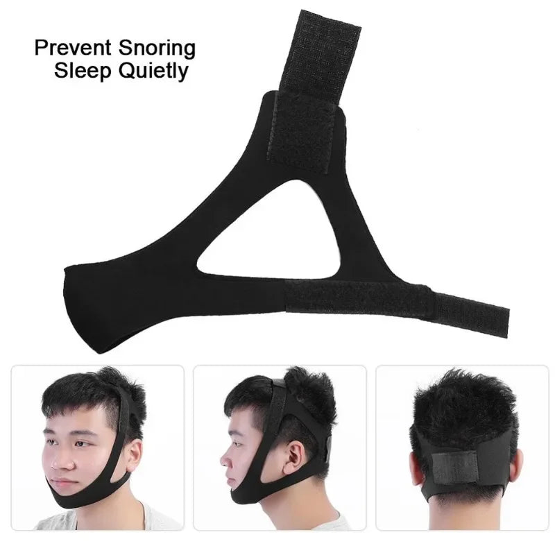 Ajustável Anti Ronco Cinto de Apneia do Sono, Headband Triangular, Chin Jaw Support Strap, Unisex Headband, Neoprene, Assistência Médica