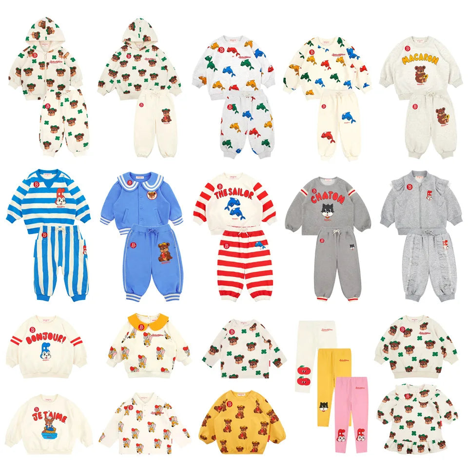 Cotton Spring/Autumn Baby Boys Girls Animals Printed Long Sleeve Hoodie Fashion Tops Kids Tracksuit Clothes 