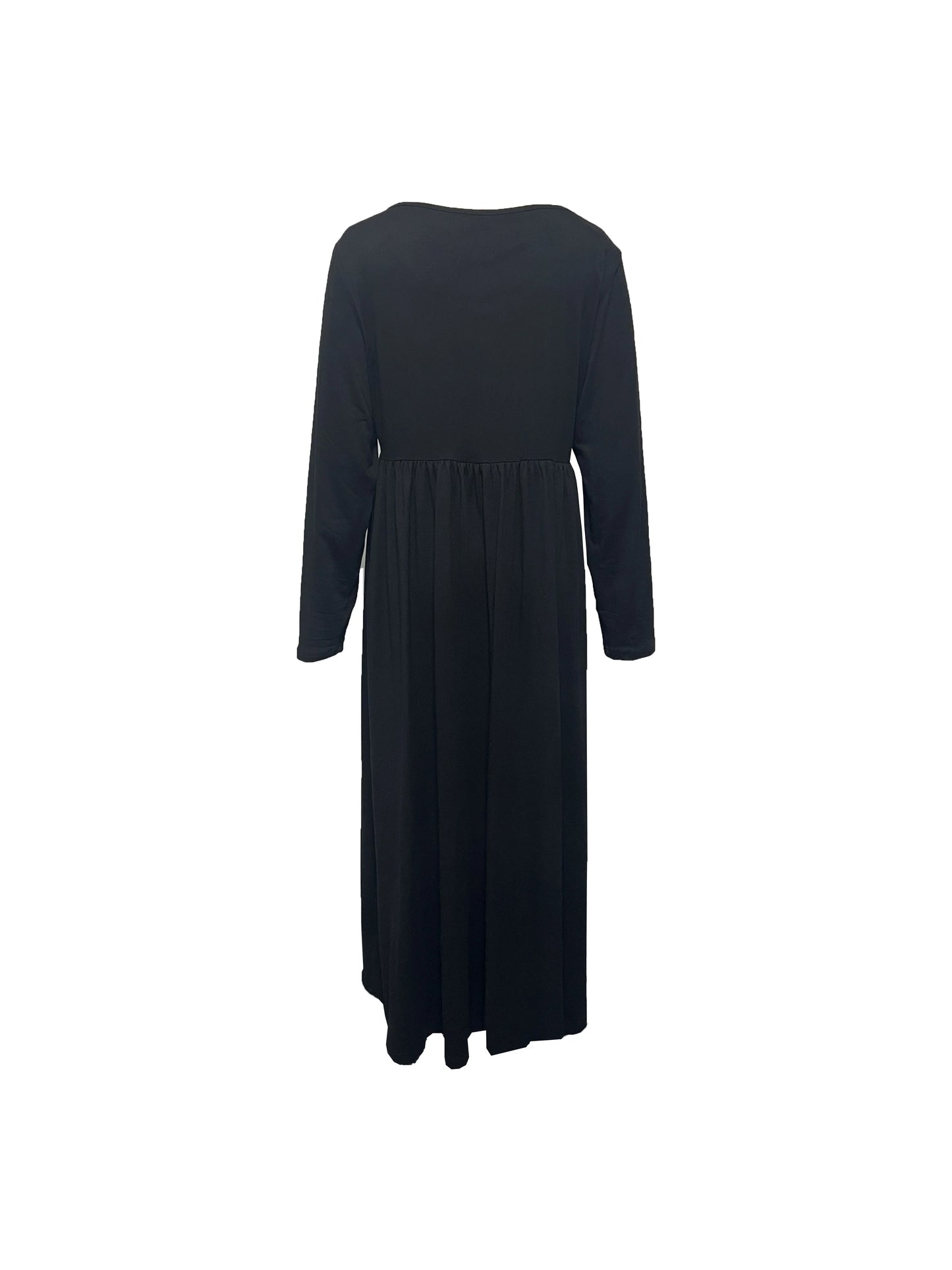 AliExpress-vestido de manga comprida com gola redonda, casual, monocromático, plus size, moda outono e inverno, Europa e Estados Unidos, 2024