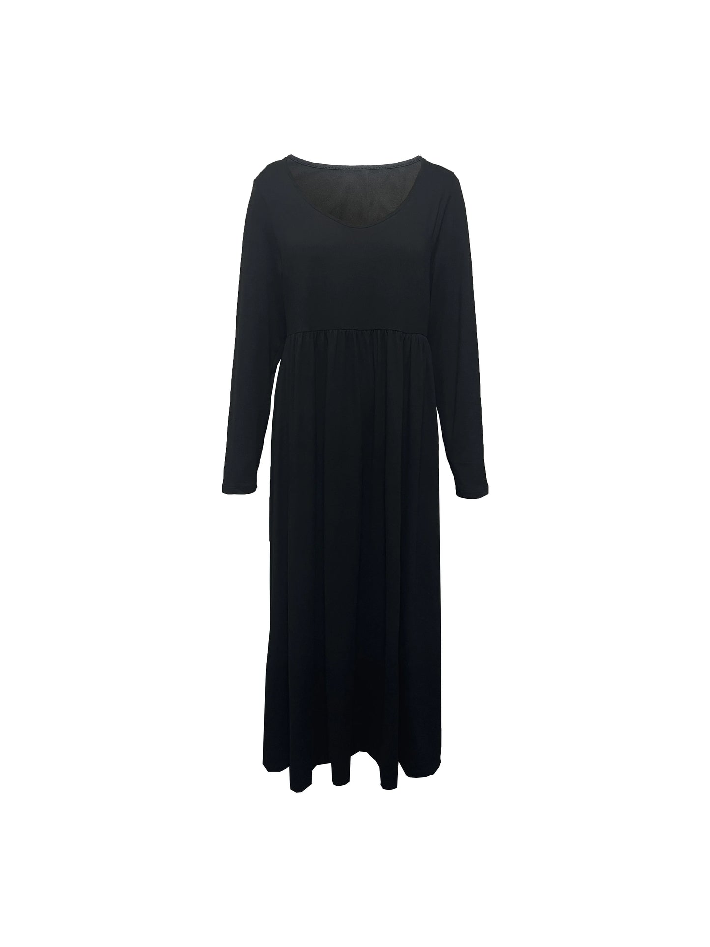 AliExpress-vestido de manga comprida com gola redonda, casual, monocromático, plus size, moda outono e inverno, Europa e Estados Unidos, 2024
