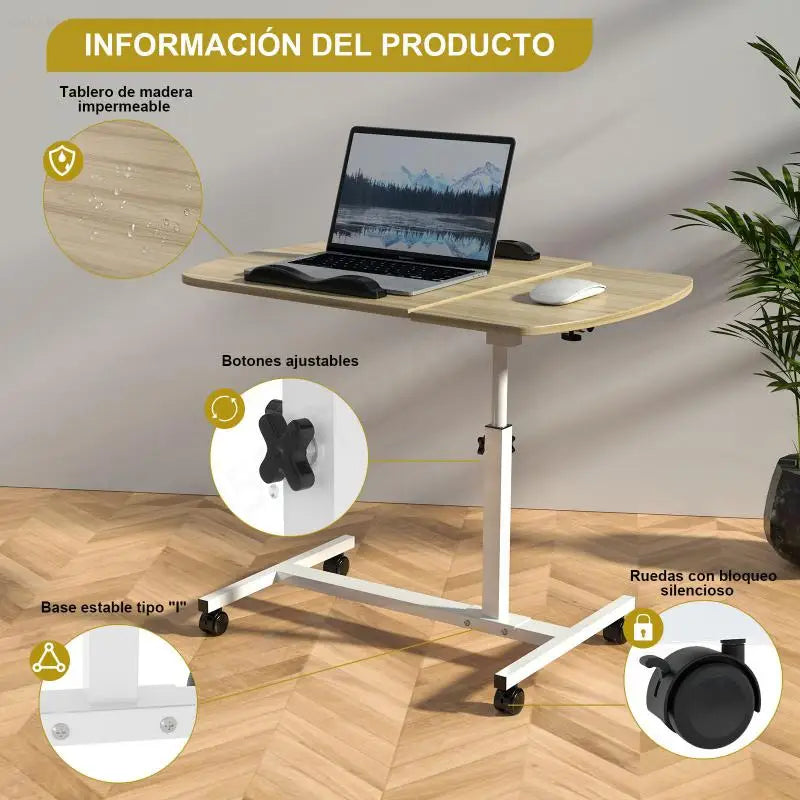 Height Adjustable Notebook Desk, Computer Table, Stand Table with Wheel, Nightstand, Sofa and Bed, Bedroom Furniture, HWC 