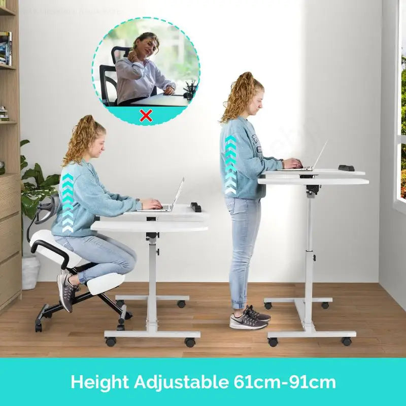 Altura ajustável Notebook Mesa, Mesa do Computador, Stand Table with Wheel, Mesa de cabeceira, Sofá e Cama, Mobília do quarto, HWC