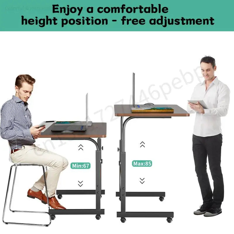 Height Adjustable Portable Standing Desk, Mobile Laptop Table, Computer Desk, Work Table, Bedside Furniture, HWC, 80x40x90cm 