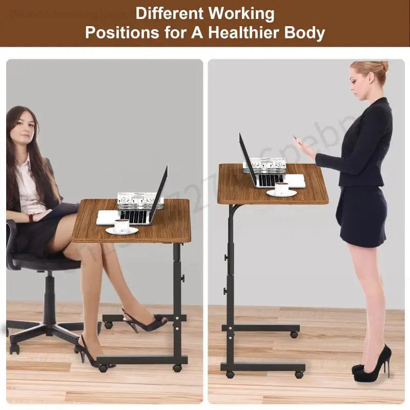 Height Adjustable Portable Standing Desk, Mobile Laptop Table, Computer Desk, Work Table, Bedside Furniture, HWC, 80x40x90cm 