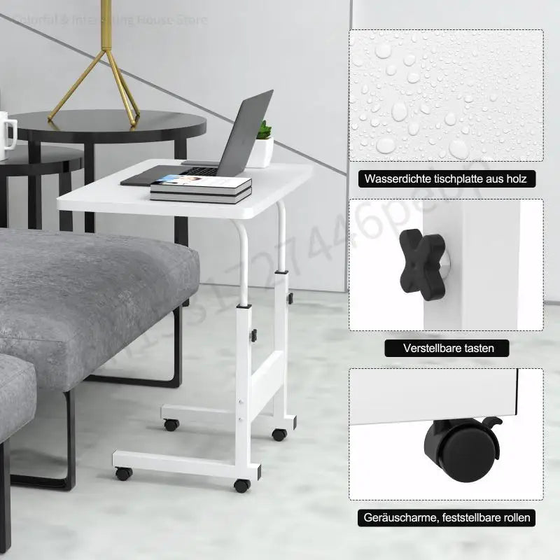 Height Adjustable Portable Standing Desk, Mobile Laptop Table, Computer Desk, Work Table, Bedside Furniture, HWC, 80x40x90cm 