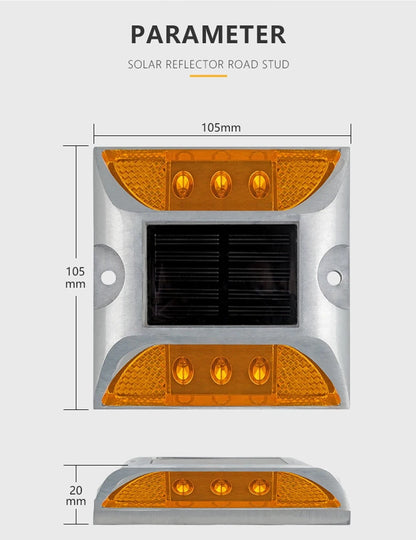 Alumínio Reflexivo Cat Eye Solar Road Stud, Quadrado, Alto Brilho, Ip68 Piscando ou Always-On Traffic Marker Light, Popular