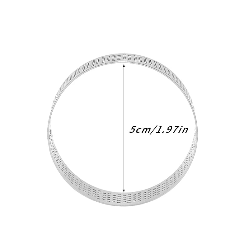 Stainless Steel Tart Ring, Baking Donut Tools, Perforated Heat Resistant, Round Cake, Mousse, 5cm, 10 Packs 
