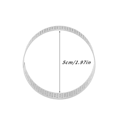 Molde para tarta de acero inoxidable, perforado, resistente al calor, redondo, para mousse, 5 cm (10 unidades) 