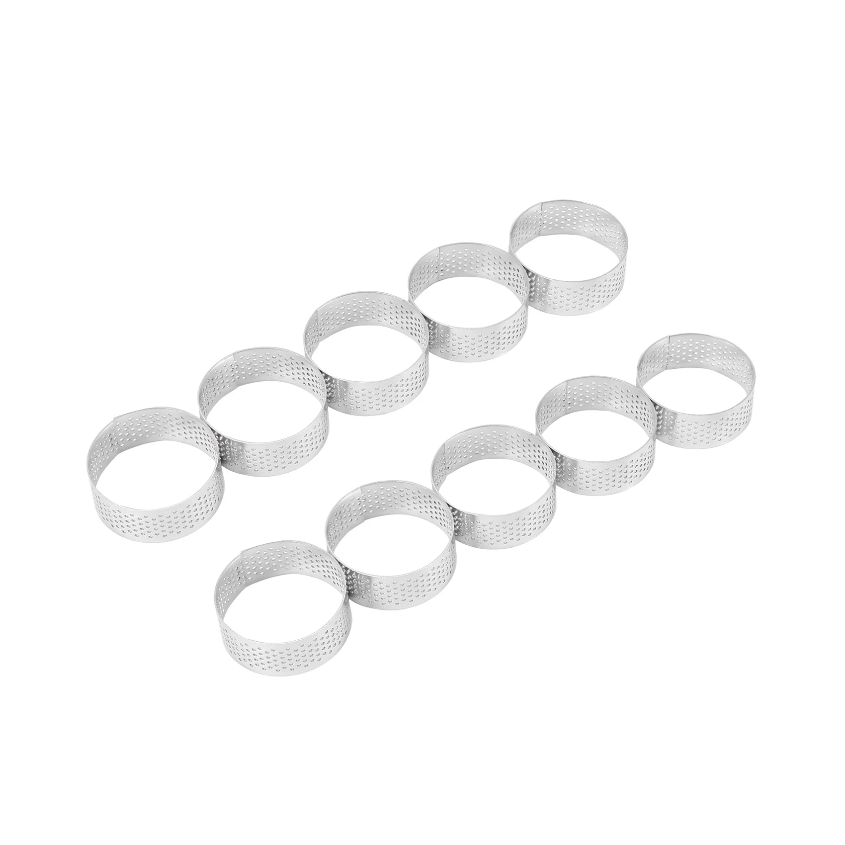 Stainless Steel Tart Ring, Baking Donut Tools, Perforated Heat Resistant, Round Cake, Mousse, 5cm, 10 Packs 