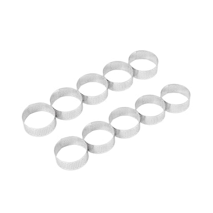 Molde para tarta de acero inoxidable, perforado, resistente al calor, redondo, para mousse, 5 cm (10 unidades) 