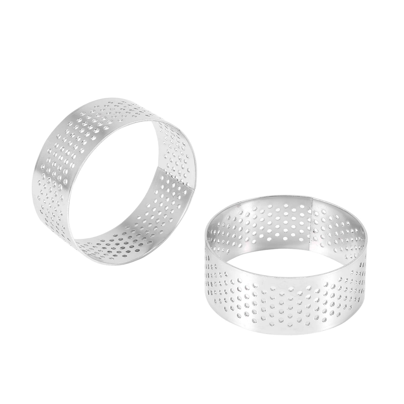 Stainless Steel Tart Ring, Baking Donut Tools, Perforated Heat Resistant, Round Cake, Mousse, 5cm, 10 Packs 