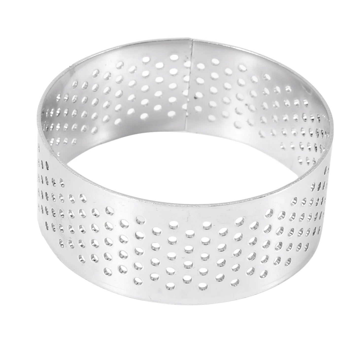 Molde para tarta de acero inoxidable, perforado, resistente al calor, redondo, para mousse, 5 cm (10 unidades) 