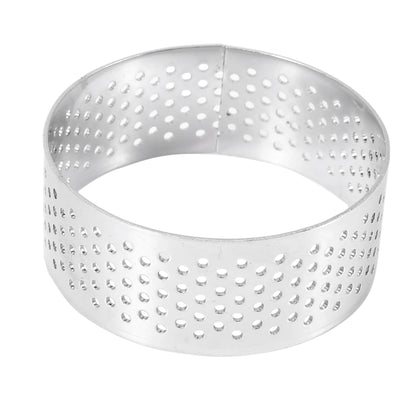 Molde para tarta de acero inoxidable, perforado, resistente al calor, redondo, para mousse, 5 cm (10 unidades) 