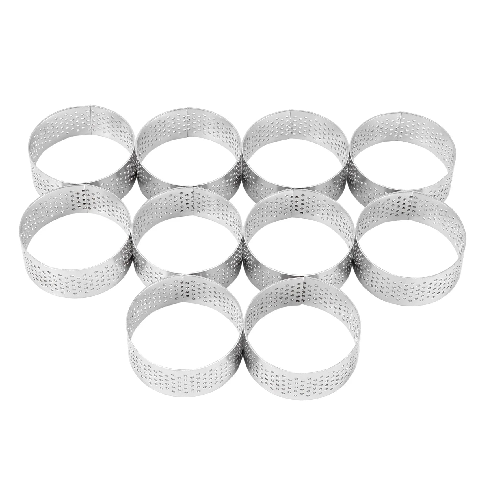 Stainless Steel Tart Ring, Baking Donut Tools, Perforated Heat Resistant, Round Cake, Mousse, 5cm, 10 Packs 