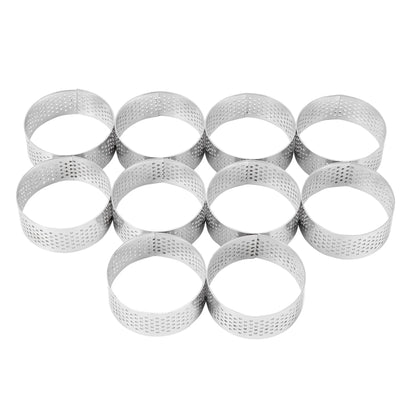 Molde para tarta de acero inoxidable, perforado, resistente al calor, redondo, para mousse, 5 cm (10 unidades) 