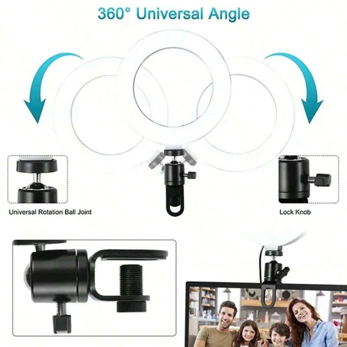 Anillo de luz LED para selfies de 10 pulgadas con enchufe USB, iluminación de 3 tonos, luz para fotografía, grabación de video, transmisión en vivo, luz de relleno 