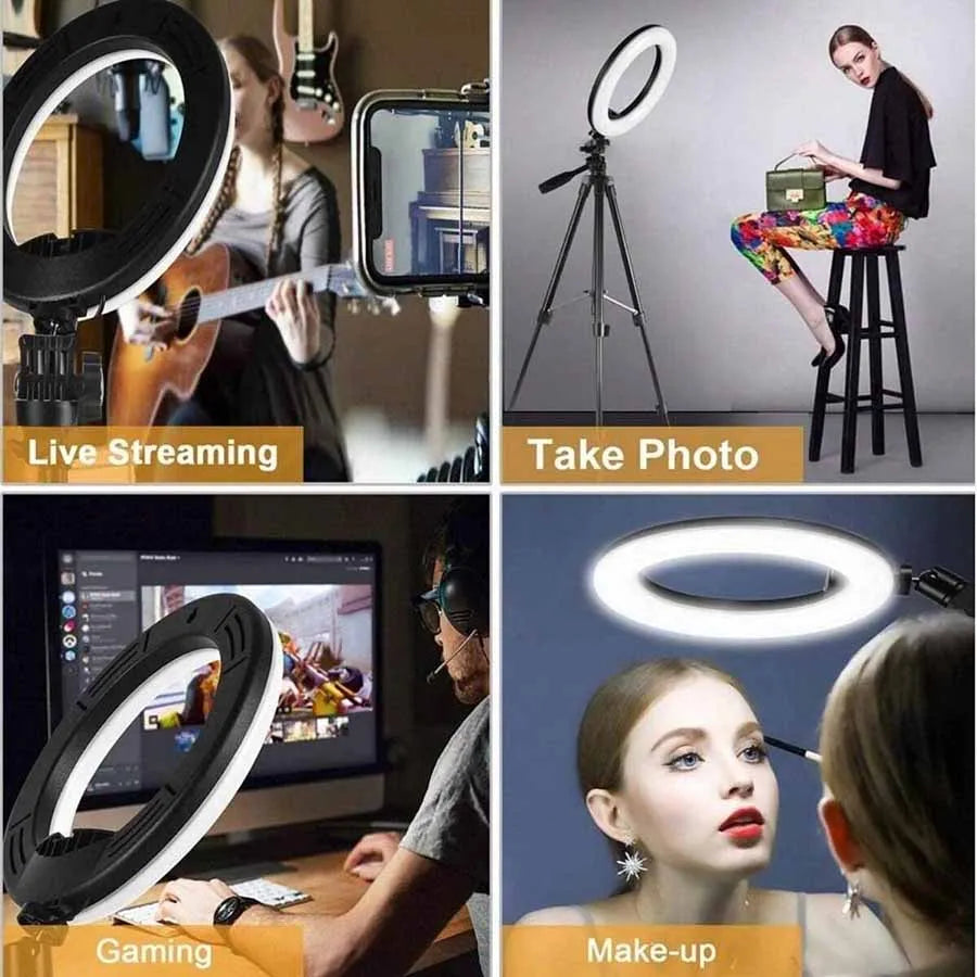 Anillo de luz LED para selfies de 10 pulgadas con enchufe USB, iluminación de 3 tonos, luz para fotografía, grabación de video, transmisión en vivo, luz de relleno 