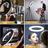 Anillo de luz LED para selfies de 10 pulgadas con enchufe USB, iluminación de 3 tonos, luz para fotografía, grabación de video, transmisión en vivo, luz de relleno 