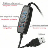 Anillo de luz LED para selfies de 10 pulgadas con enchufe USB, iluminación de 3 tonos, luz para fotografía, grabación de video, transmisión en vivo, luz de relleno 