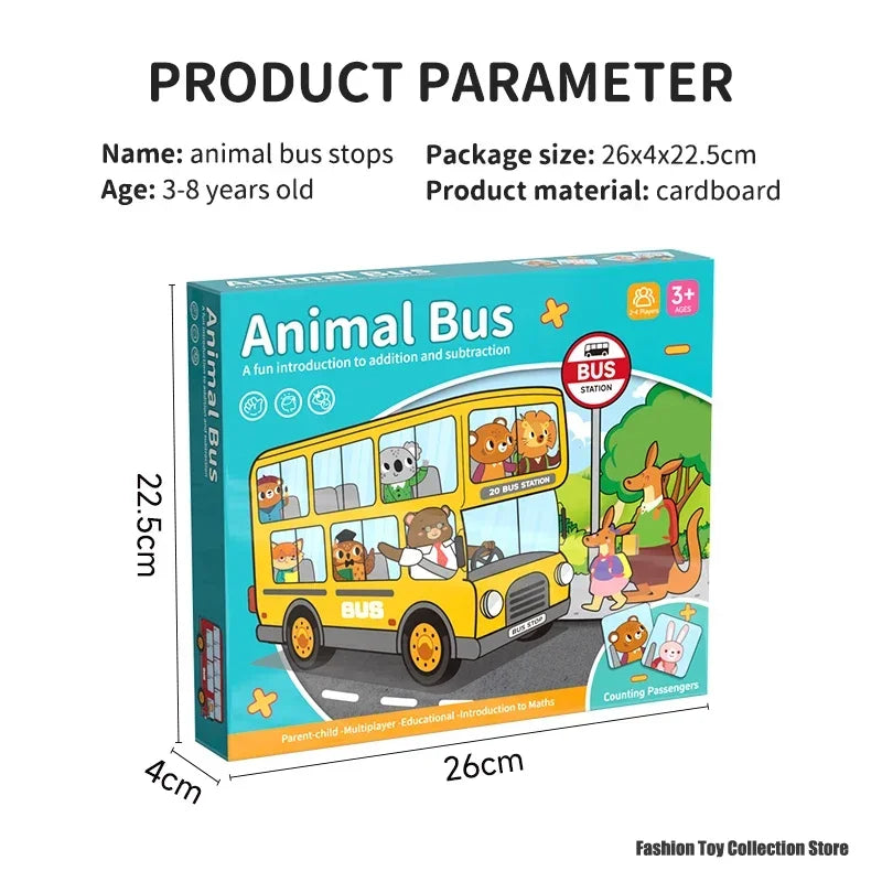Animal Bus Stop Table Game Toys Children's Early Education Cognitive Transportation Puzzle Parent-child Board Game Toys 