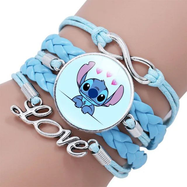 Anime Figura Brinquedos para Crianças, Lilo e Stitch Pulseira, Impressão Kawaii, Pulseira Bonita, Presente de Festa de Natal, 1 Pc