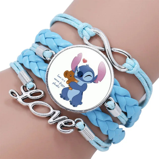 Anime Figura Brinquedos para Crianças, Lilo e Stitch Pulseira, Impressão Kawaii, Pulseira Bonita, Presente de Festa de Natal, 1 Pc