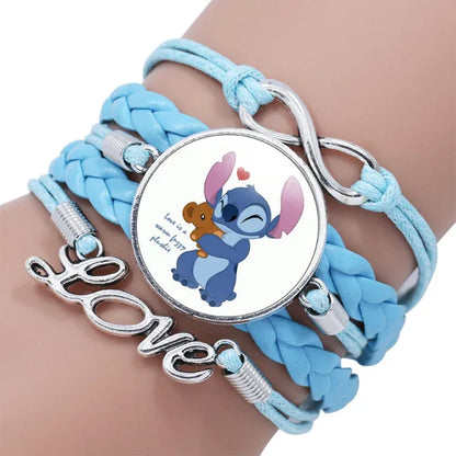 Anime Figura Brinquedos para Crianças, Lilo e Stitch Pulseira, Impressão Kawaii, Pulseira Bonita, Presente de Festa de Natal, 1 Pc