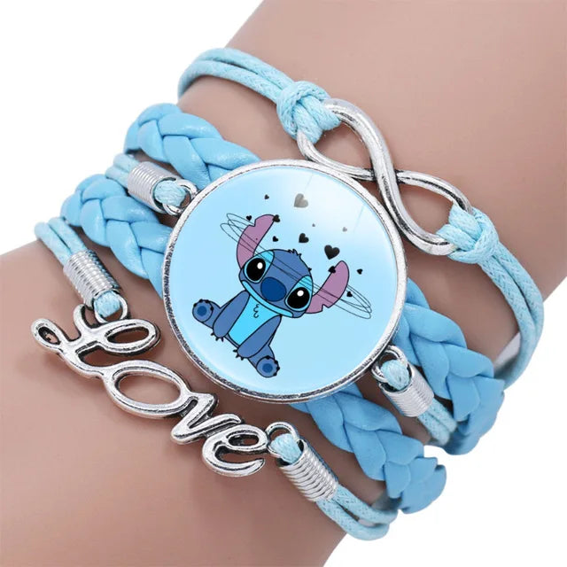 Anime Figura Brinquedos para Crianças, Lilo e Stitch Pulseira, Impressão Kawaii, Pulseira Bonita, Presente de Festa de Natal, 1 Pc