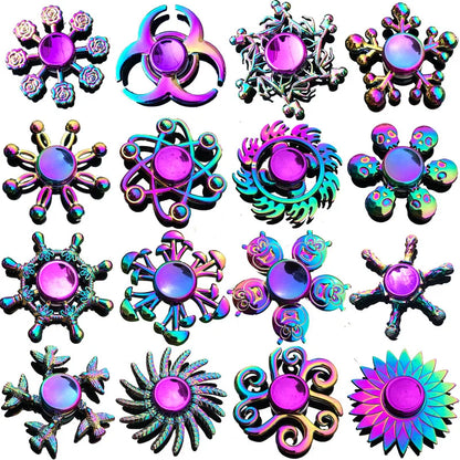 Anti-Anxiety Fidget Toy for Kids Adults Finger Spinner Rainbow Color Metal Alloy 28 Styles Decompression Toy Gifts 