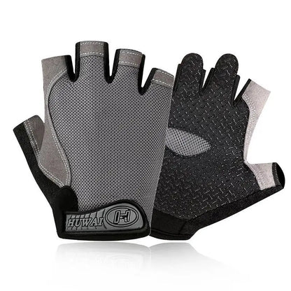 Guantes antideslizantes de medio dedo para hombre y mujer, con mancuernas, transpirables, elásticos, resistentes a los golpes, para ejercicio, deportes, ciclismo y bicicleta. 