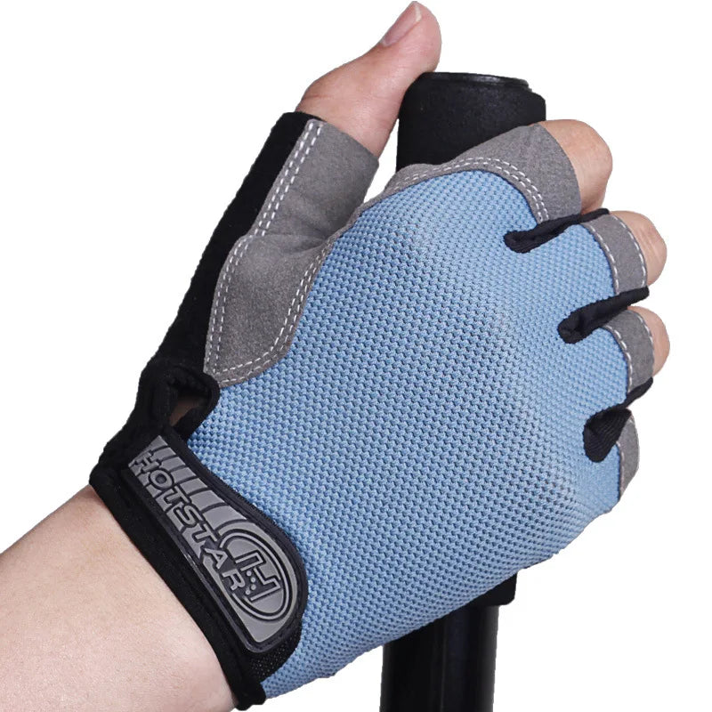 Anti Slip Half Finger Gloves para Homens e Mulheres, Halteres, Respirável, Elástico, Choque, Exercício, Esportes, Ciclismo, Bicicleta