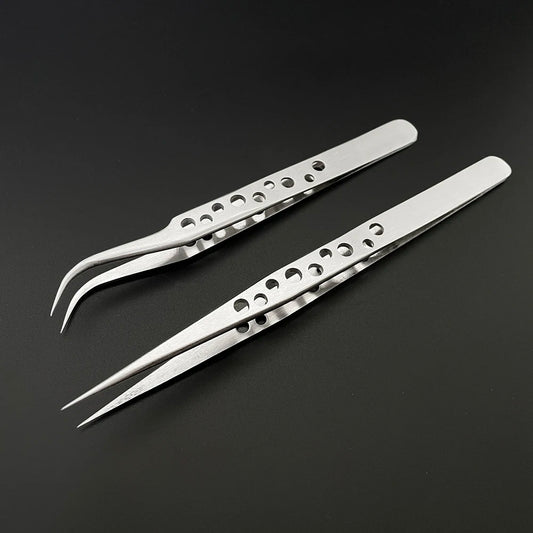 Anti-Static Industrial Tweezers, Precision Hand Tools Sets, Electronics, Curved, Straight Tip, Stainless, DIY Forceps, Phone Repair 