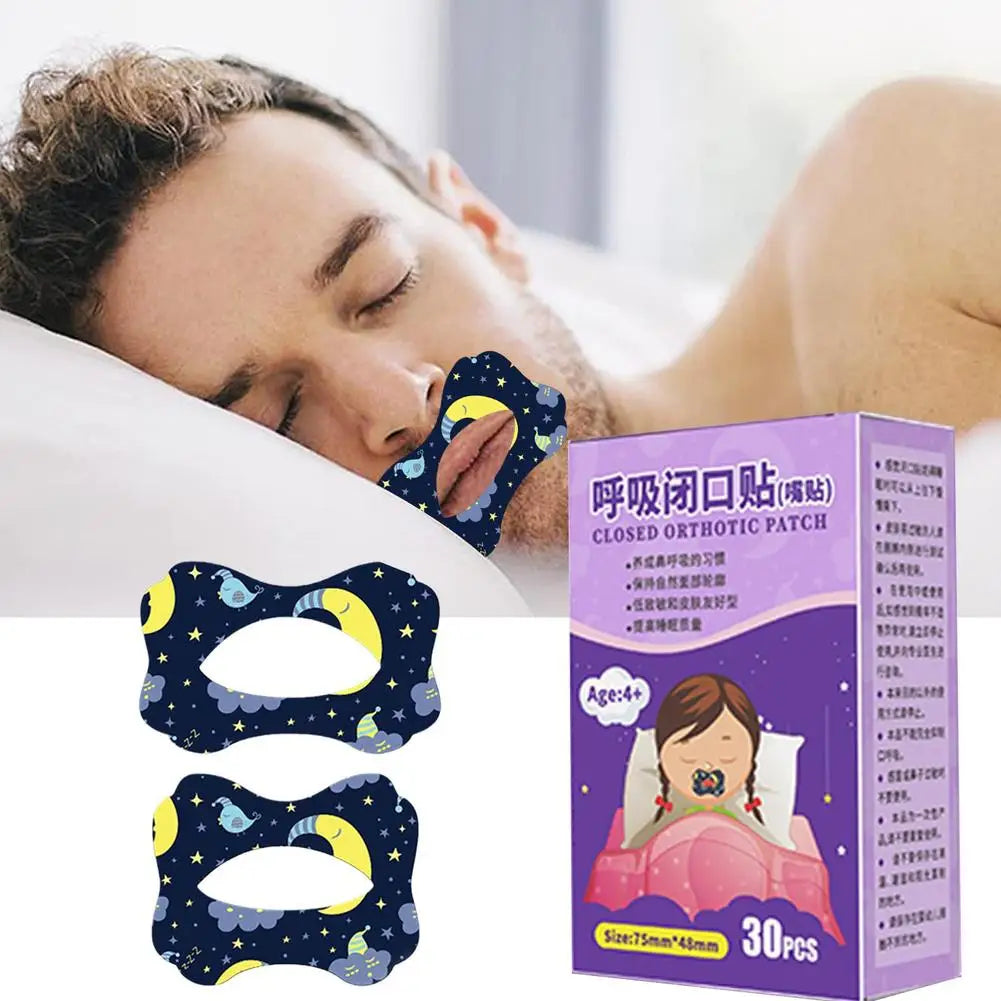 Anti-Snoring Stickers for Kids and Adults, Stop Snoring Patch, Improve Sleep, Better Breathing, Night Sleep, Mouth Orthosis, Q8O5, 30 Pack 