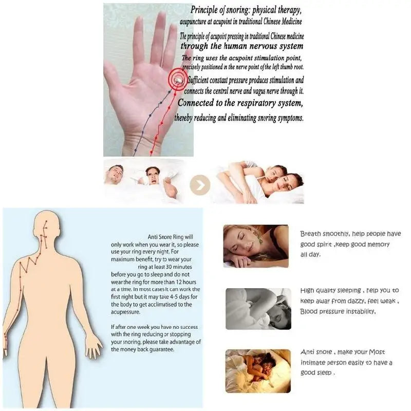 Anti Snoring Apnea Sleeping Device Acupressure Anti Snoring Ring Reflexology Treatment Promoting Better Sleep Quality 