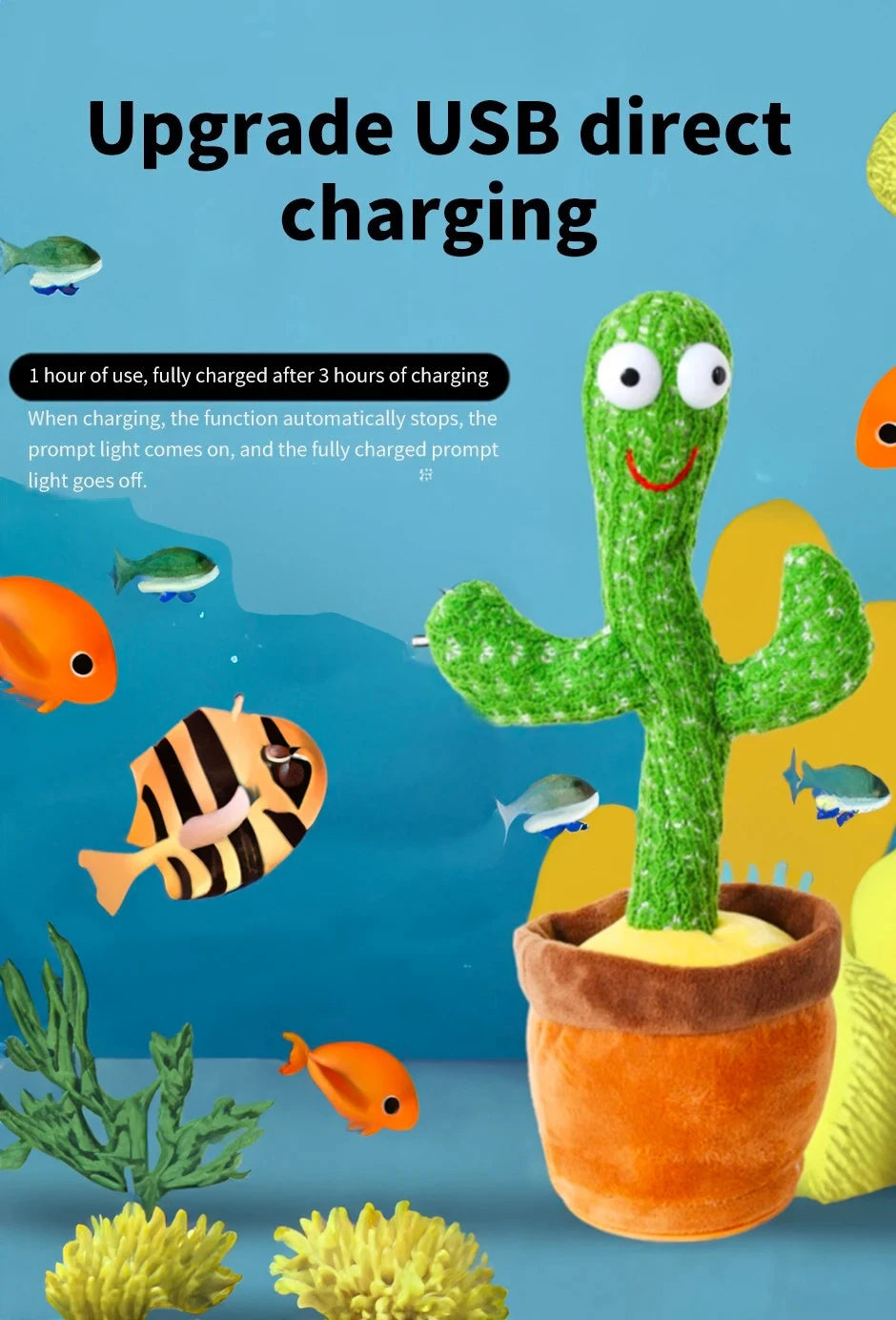 Smart Interactive Cactus Learning and Musical Toy for Kids, Dancing Record and Speak with Fun 