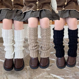 Calcetines calentadores de piernas de punto trenzado Lolita para niñas, cubrepiés cálidos para bebés, lindos y dulces protectores de ballet, calcetines largos 