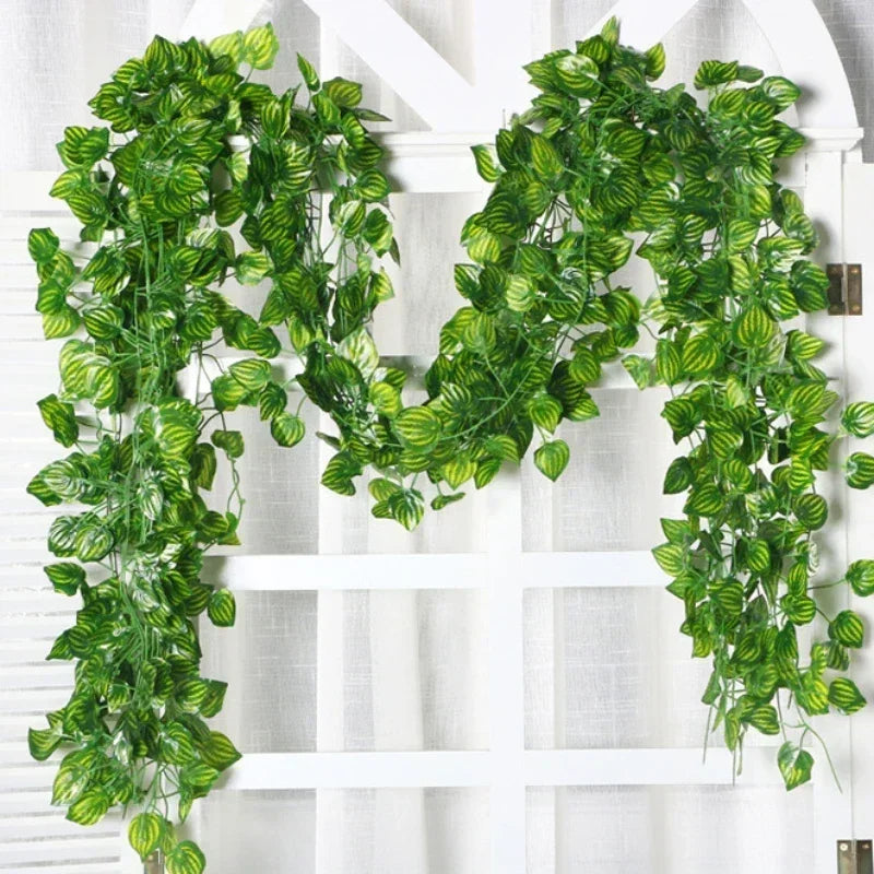 Artificial Green Ivy Leaf Garland Plant, Silk Wall Hanging Vine, Home Garden Decoration, Wedding Party, DIY Fake Wreath Leaves, 2.2m 