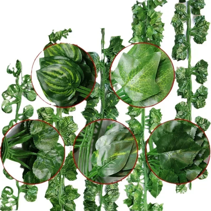 Artificial Green Ivy Leaf Garland Plant, Silk Wall Hanging Vine, Home Garden Decoration, Wedding Party, DIY Fake Wreath Leaves, 2.2m 