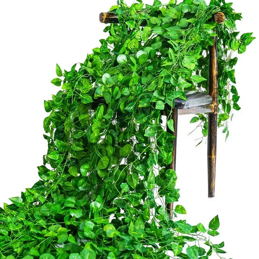 Artificial Verde Ivy Folha Guirlanda Planta, Parede De Seda Pendurado Videira, Decoração De Jardim De Casa, Festa De Casamento, DIY Fake Wreath Folhas, 2,2 m