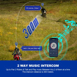 Auricular de capacete intercomunicador sem fio, fone de ouvido Bluetooth à prova d'água, chamada handsfree, 300m, 2000mAh