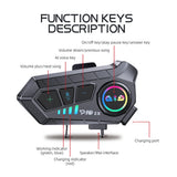 Auricular de capacete intercomunicador sem fio, fone de ouvido Bluetooth à prova d'água, chamada handsfree, 300m, 2000mAh