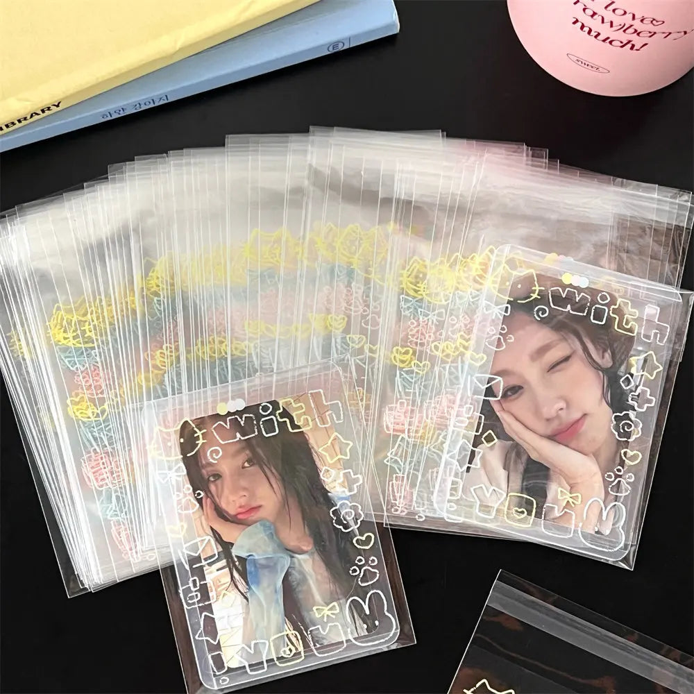 Auto-adesivo Graffiti Kitten Bag, Small Card Self Sealing Bag, Packaging Card Gift Bag, Alta Aparência OPP Bag, 20 Pcs, 50 Pcs, 100 Pcs