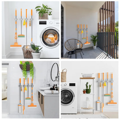 Soporte autoadhesivo para fregona y escoba, montaje en pared, para escoba, hogar, jardín, garaje, almacenamiento (1 unidad, 2 unidades) 