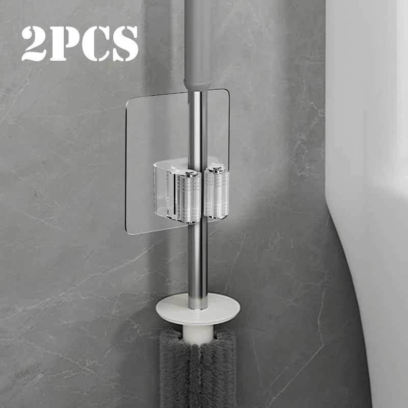 Auto-adesivo Mop e Broom Holder, Montagem na parede, Vassoura Gripper Holds, Casa, Jardim, Garagem, Armazenamento, 1 Pc, 2Pcs