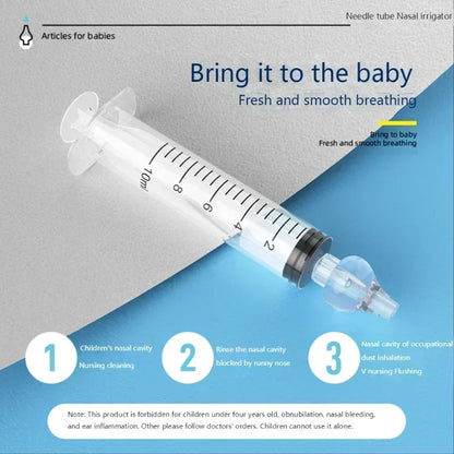 Baby Needle Tube Nasal Aspirador Seringa, Nose Cleaner, Kids Rhinitis, Lavadora nasal, Reutilizável, Lavagem com Irrigador para Criança