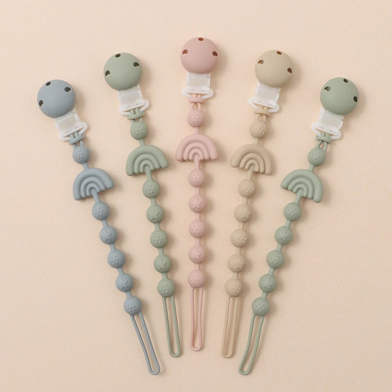 Baby Silicone Pacifier Chain Clip Dummy Nipples Holder Clips BPA Free Babies Teething Chain Toy Gifts For Cute Baby Accessories 