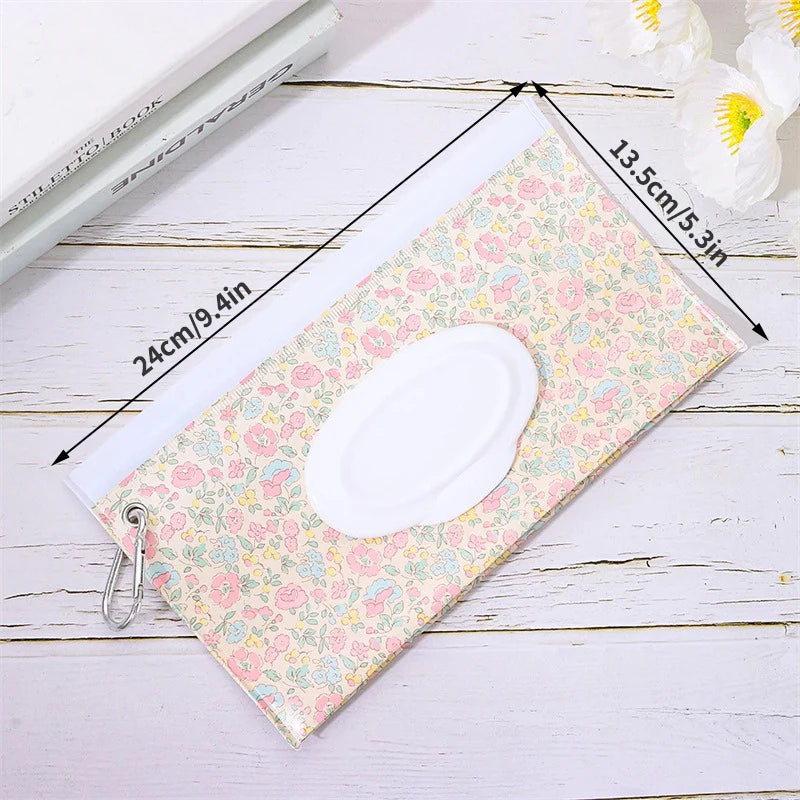 Baby Wet Wipe Pouch, Portable Wipes Holder, Flip Cover Case, Reusable Snap-Strap, Refillable Cosmetic Bag, Useful Tissue Box, EVA 
