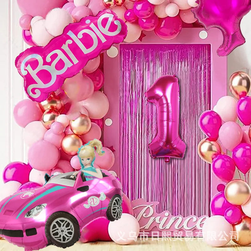 Balão Garland Arch Kit para Decoração, Rosa Vermelha, Foil Ball, Princesa, Aniversário, Baby Shower, Girl, Party Supplies, 97pcs