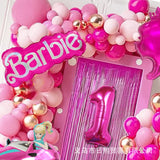 Balão Garland Arch Kit para Decoração, Rosa Vermelha, Foil Ball, Princesa, Aniversário, Baby Shower, Girl, Party Supplies, 97pcs